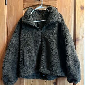 lululemon athletica cinchable fleece zip up - olive